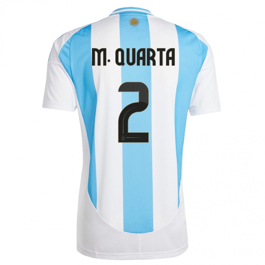 Kids Football Argentina Lucas Martinez Quarta #2 White Blue Home Jersey 24-26 T-Shirt Nz