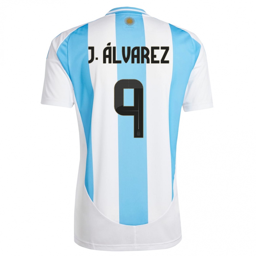 Kids Football Argentina Julian Alvarez #9 White Blue Home Jersey 24-26 T-Shirt Nz