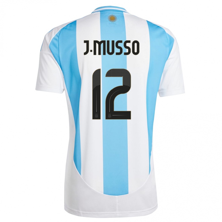 Kids Football Argentina Juan Musso #12 White Blue Home Jersey 24-26 T-Shirt Nz