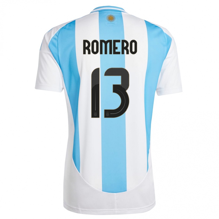 Kids Football Argentina Cristian Romero #13 White Blue Home Jersey 24-26 T-Shirt Nz