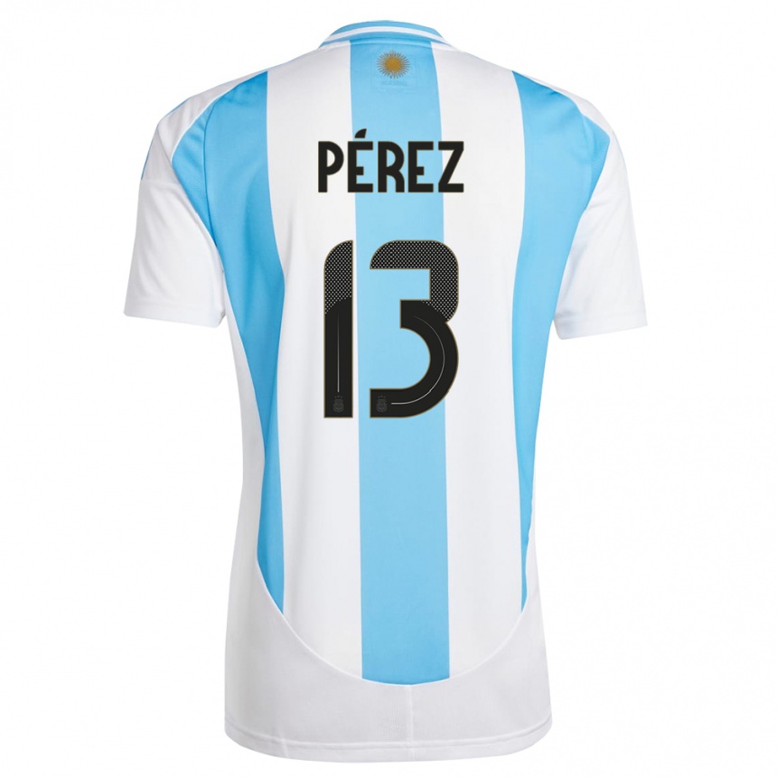 Kids Football Argentina Nehuen Perez #13 White Blue Home Jersey 24-26 T-Shirt Nz