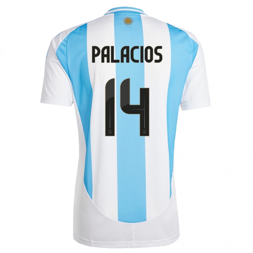 Kids Football Argentina Exequiel Palacios #14 White Blue Home Jersey 24-26 T-Shirt Nz