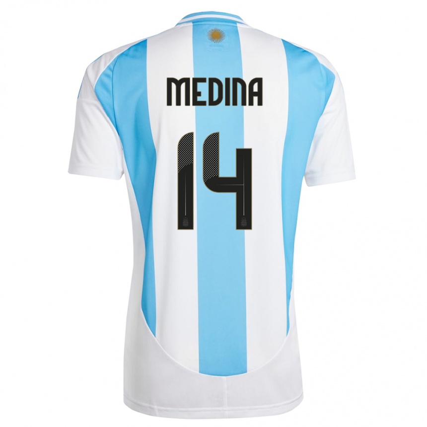 Kids Football Argentina Facundo Medina #14 White Blue Home Jersey 24-26 T-Shirt Nz