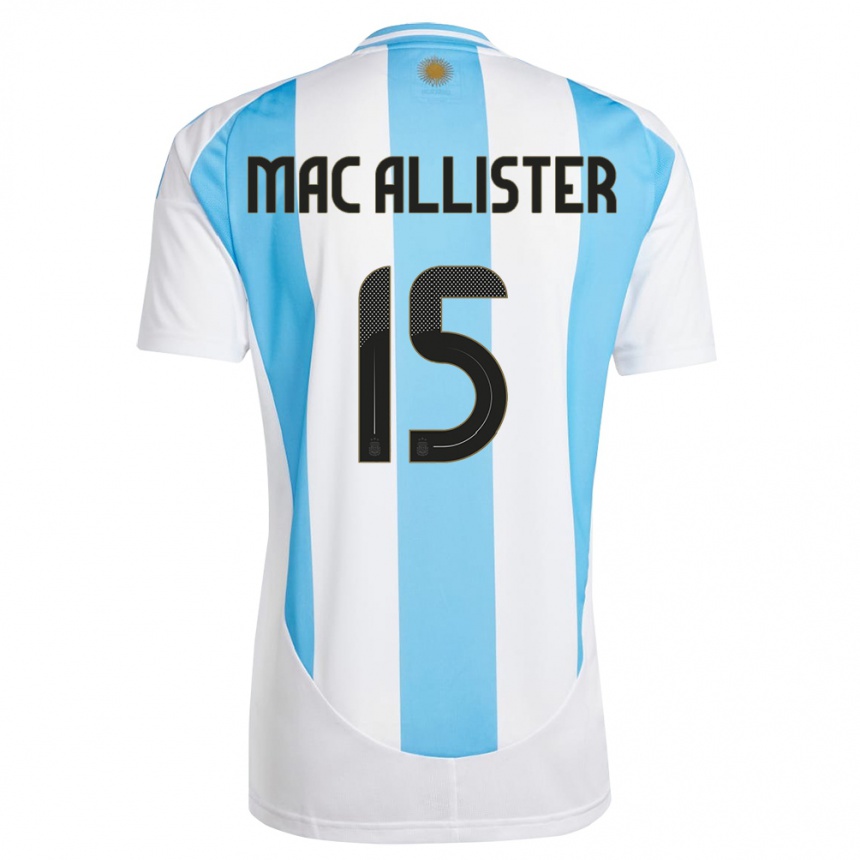 Kids Football Argentina Alexis Mac Allister #15 White Blue Home Jersey 24-26 T-Shirt Nz