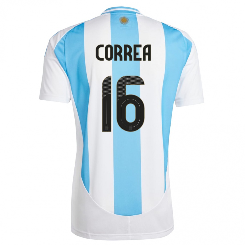 Kids Football Argentina Angel Correa #16 White Blue Home Jersey 24-26 T-Shirt Nz