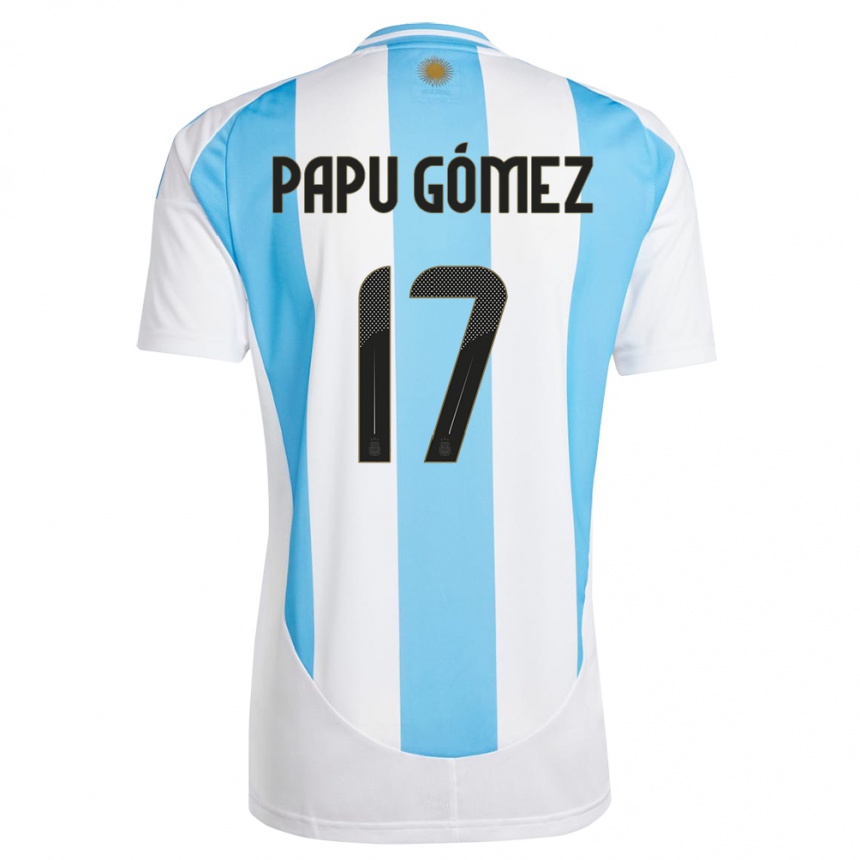 Kids Football Argentina Papu Gomez #17 White Blue Home Jersey 24-26 T-Shirt Nz