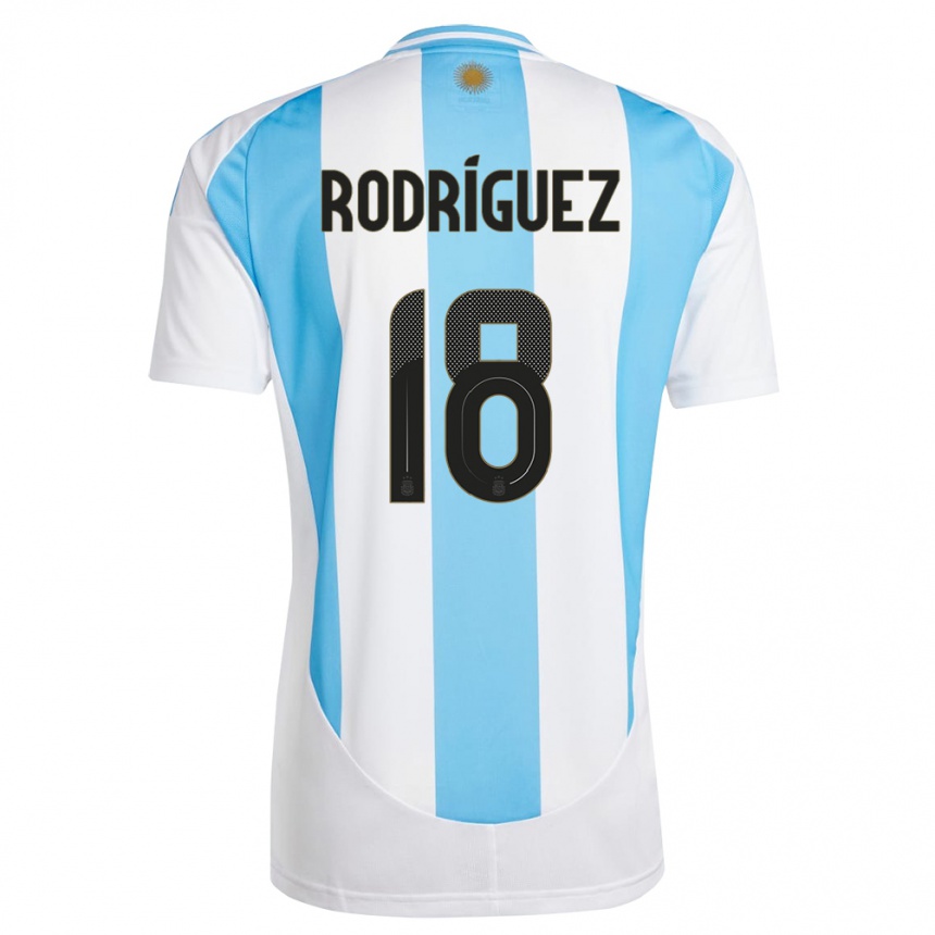 Kids Football Argentina Guido Rodriguez #18 White Blue Home Jersey 24-26 T-Shirt Nz