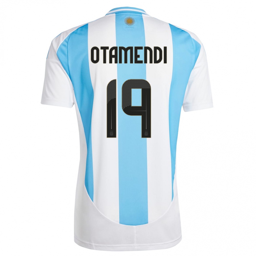 Kids Football Argentina Nicolas Otamendi #19 White Blue Home Jersey 24-26 T-Shirt Nz