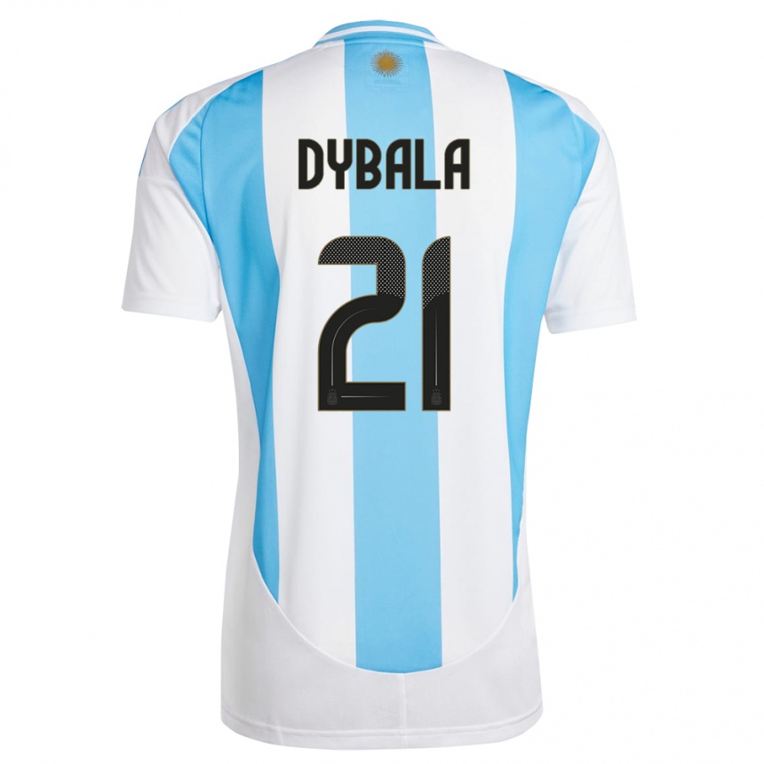 Kids Football Argentina Paulo Dybala #21 White Blue Home Jersey 24-26 T-Shirt Nz