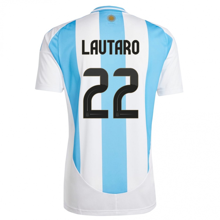 Kids Football Argentina Lautaro Martinez #22 White Blue Home Jersey 24-26 T-Shirt Nz