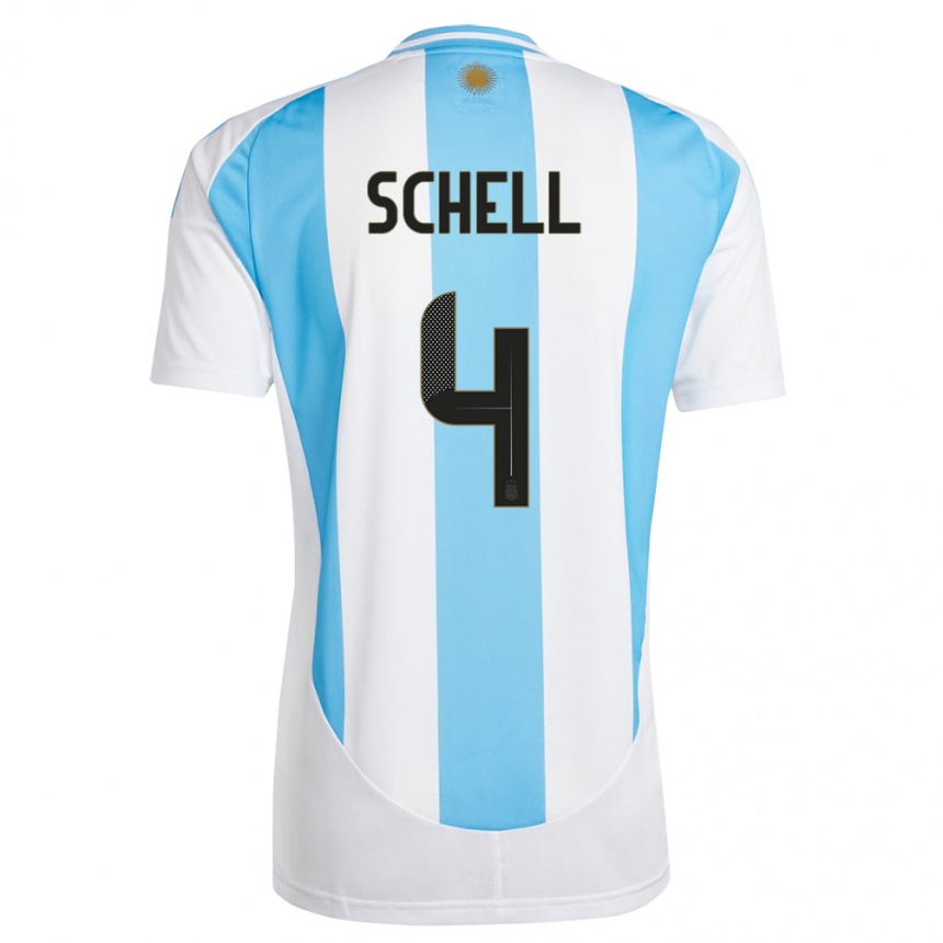 Kids Football Argentina Sofia Schell #4 White Blue Home Jersey 24-26 T-Shirt Nz