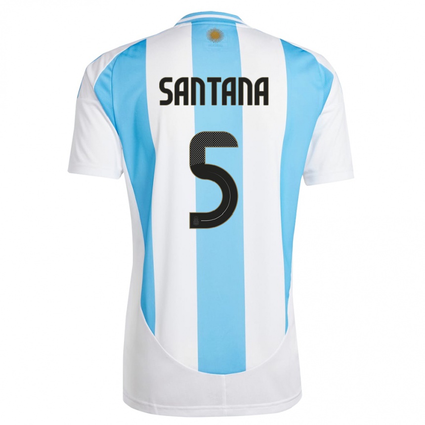 Kids Football Argentina Vanesa Santana #5 White Blue Home Jersey 24-26 T-Shirt Nz