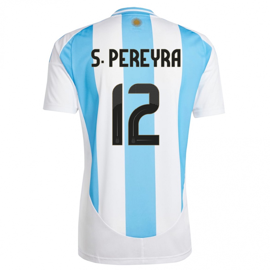 Kids Football Argentina Solana Pereyra #12 White Blue Home Jersey 24-26 T-Shirt Nz