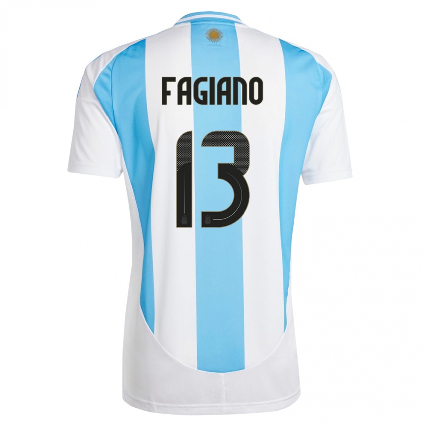 Kids Football Argentina Paloma Fagiano #13 White Blue Home Jersey 24-26 T-Shirt Nz