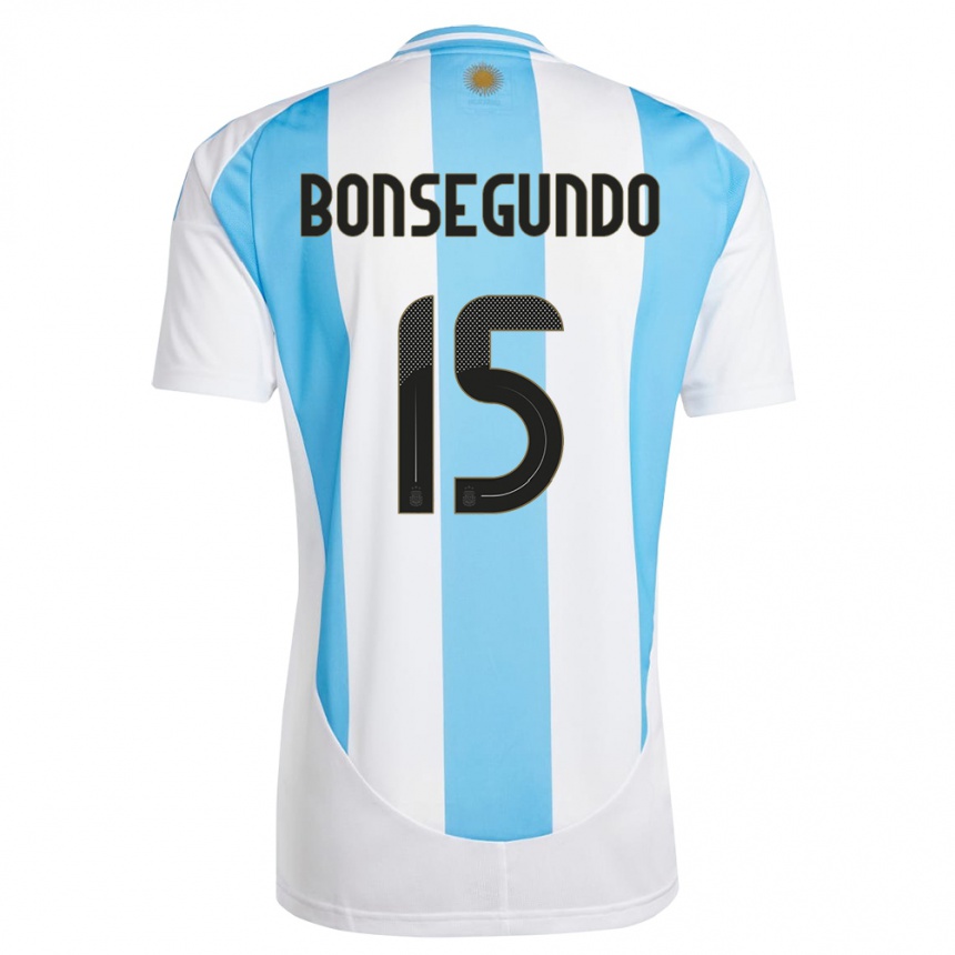 Kids Football Argentina Florencia Bonsegundo #15 White Blue Home Jersey 24-26 T-Shirt Nz