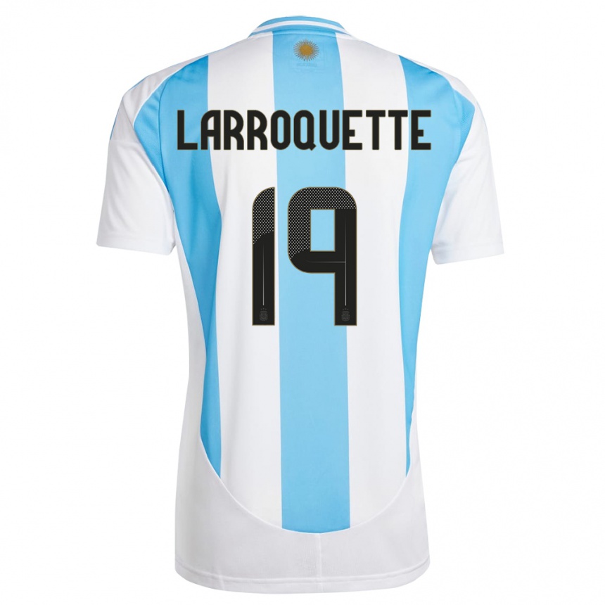 Kids Football Argentina Mariana Larroquette #19 White Blue Home Jersey 24-26 T-Shirt Nz