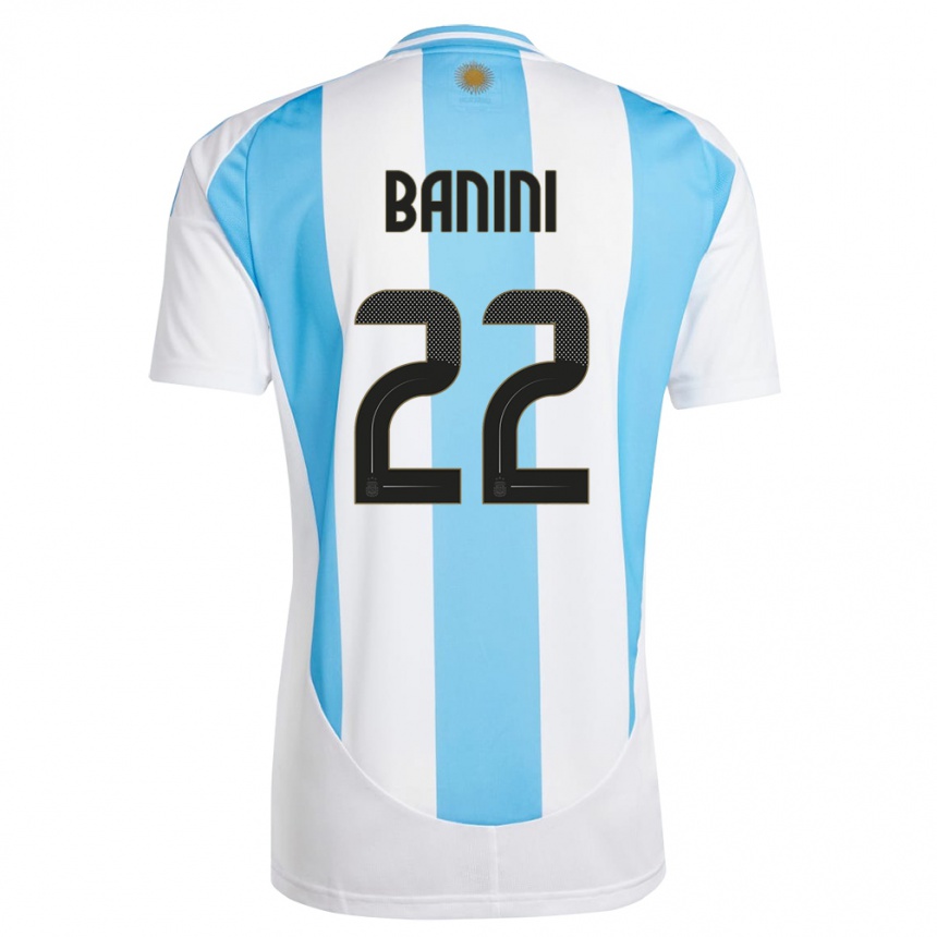 Kids Football Argentina Estefania Banini #22 White Blue Home Jersey 24-26 T-Shirt Nz