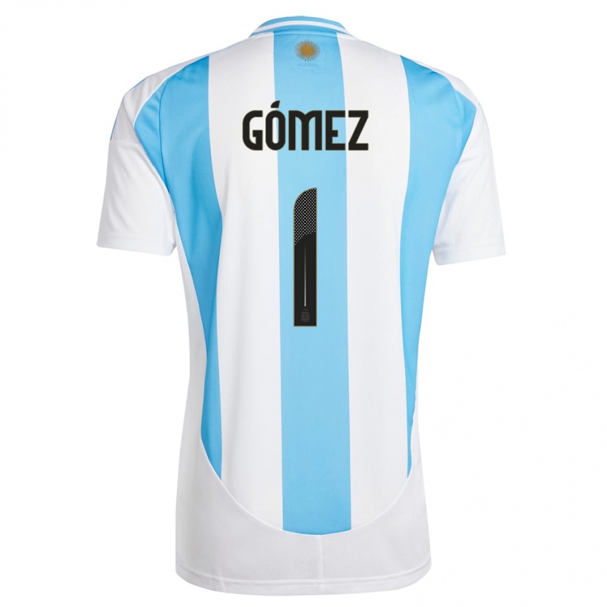 Kids Football Argentina Francisco Gomez #1 White Blue Home Jersey 24-26 T-Shirt Nz