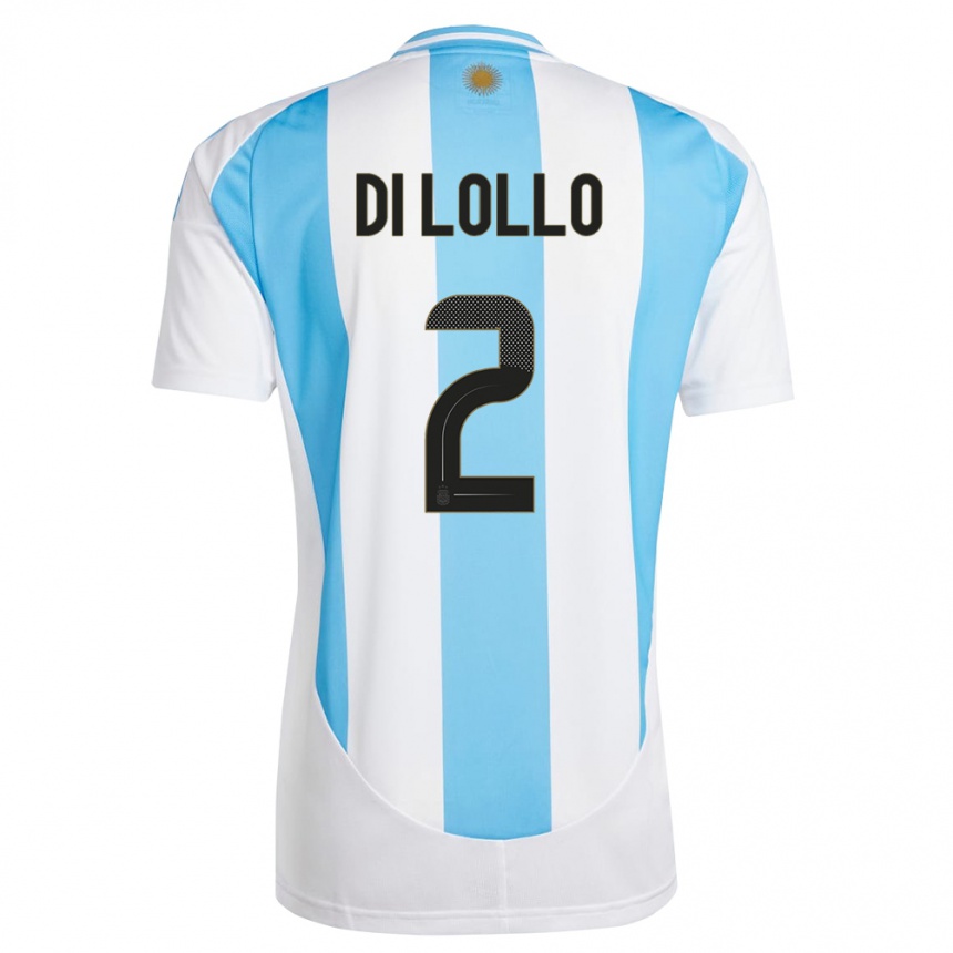 Kids Football Argentina Lautaro Di Lollo #2 White Blue Home Jersey 24-26 T-Shirt Nz