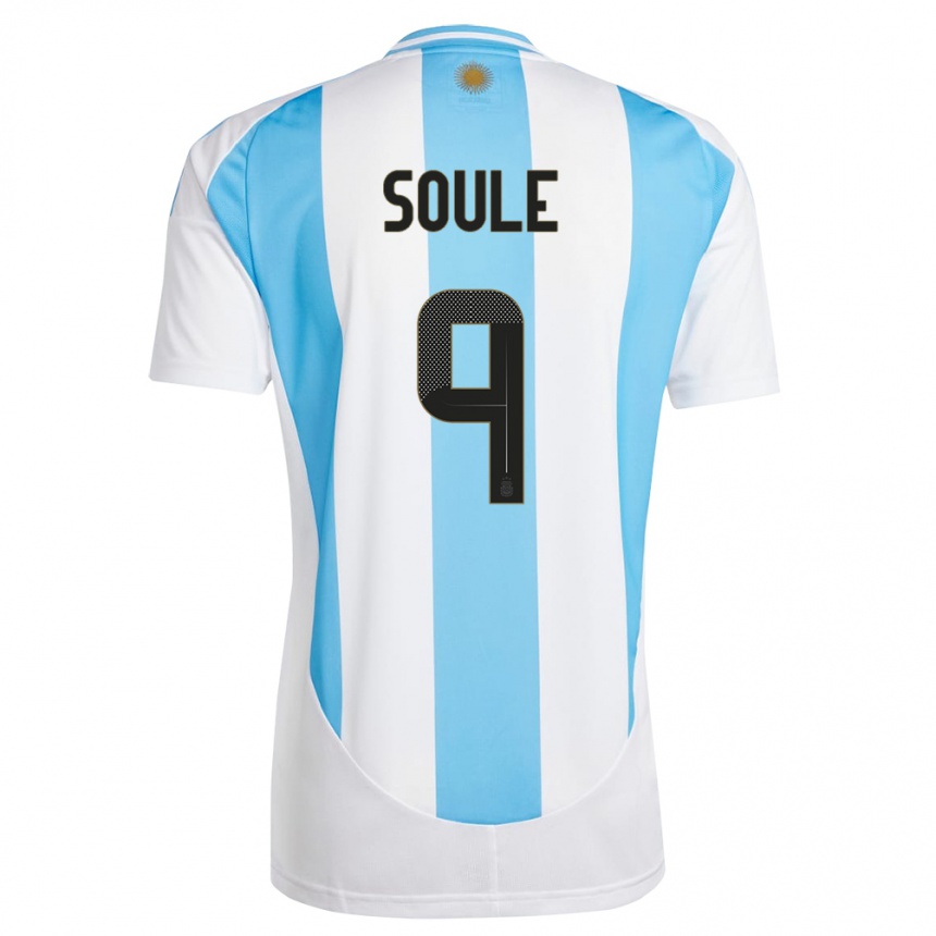 Kids Football Argentina Matias Soule #9 White Blue Home Jersey 24-26 T-Shirt Nz