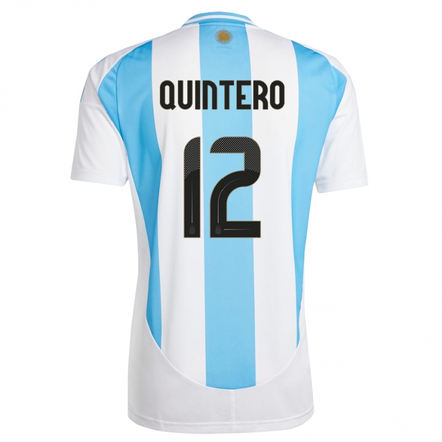 Kids Football Argentina Valentino Quintero #12 White Blue Home Jersey 24-26 T-Shirt Nz