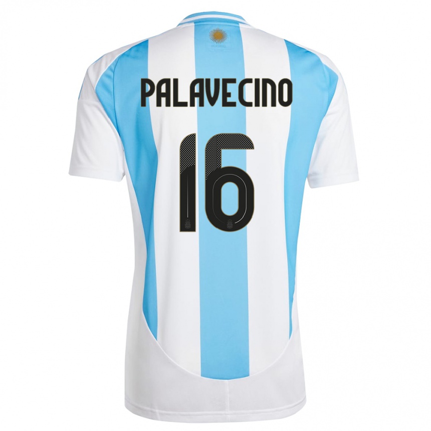 Kids Football Argentina Nicolas Palavecino #16 White Blue Home Jersey 24-26 T-Shirt Nz