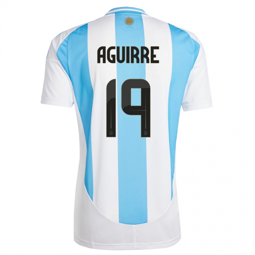 Kids Football Argentina Brian Aguirre #19 White Blue Home Jersey 24-26 T-Shirt Nz