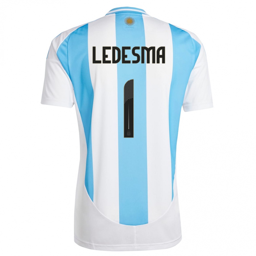 Kids Football Argentina Jeremias Ledesma #1 White Blue Home Jersey 24-26 T-Shirt Nz