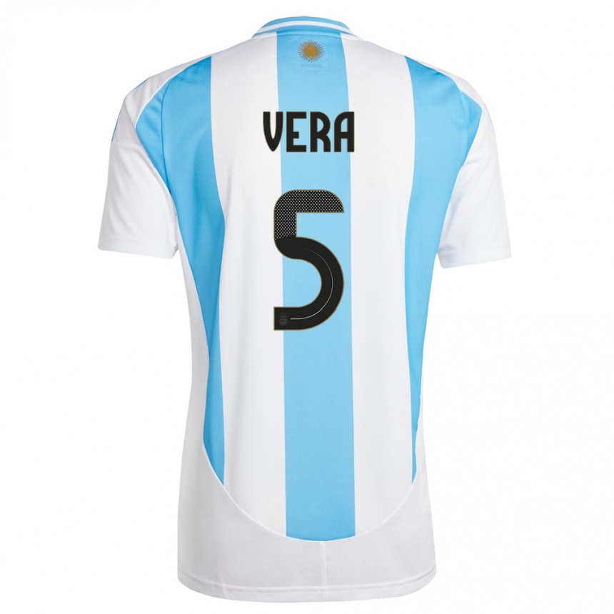 Kids Football Argentina Fausto Vera #5 White Blue Home Jersey 24-26 T-Shirt Nz