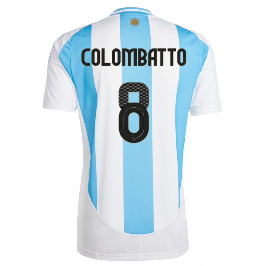 Kids Football Argentina Santiago Colombatto #8 White Blue Home Jersey 24-26 T-Shirt Nz