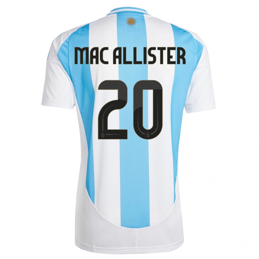 Kids Football Argentina Alexis Mac Allister #20 White Blue Home Jersey 24-26 T-Shirt Nz