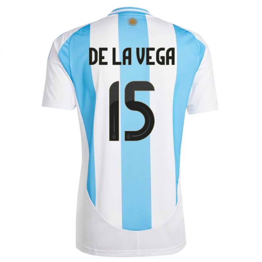 Kids Football Argentina Pedro De La Vega #15 White Blue Home Jersey 24-26 T-Shirt Nz