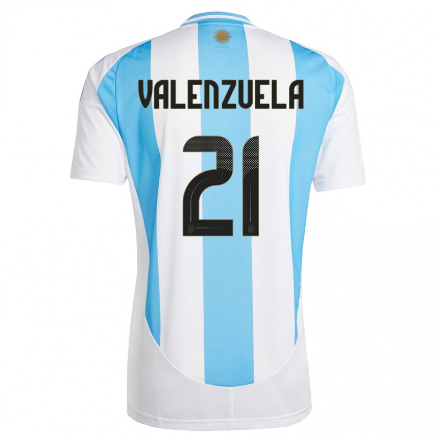 Kids Football Argentina Fernando Valenzuela #21 White Blue Home Jersey 24-26 T-Shirt Nz