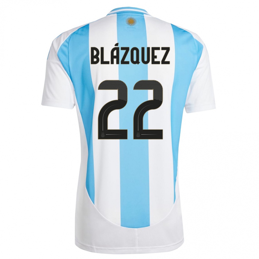 Kids Football Argentina Joaquin Blazquez #22 White Blue Home Jersey 24-26 T-Shirt Nz