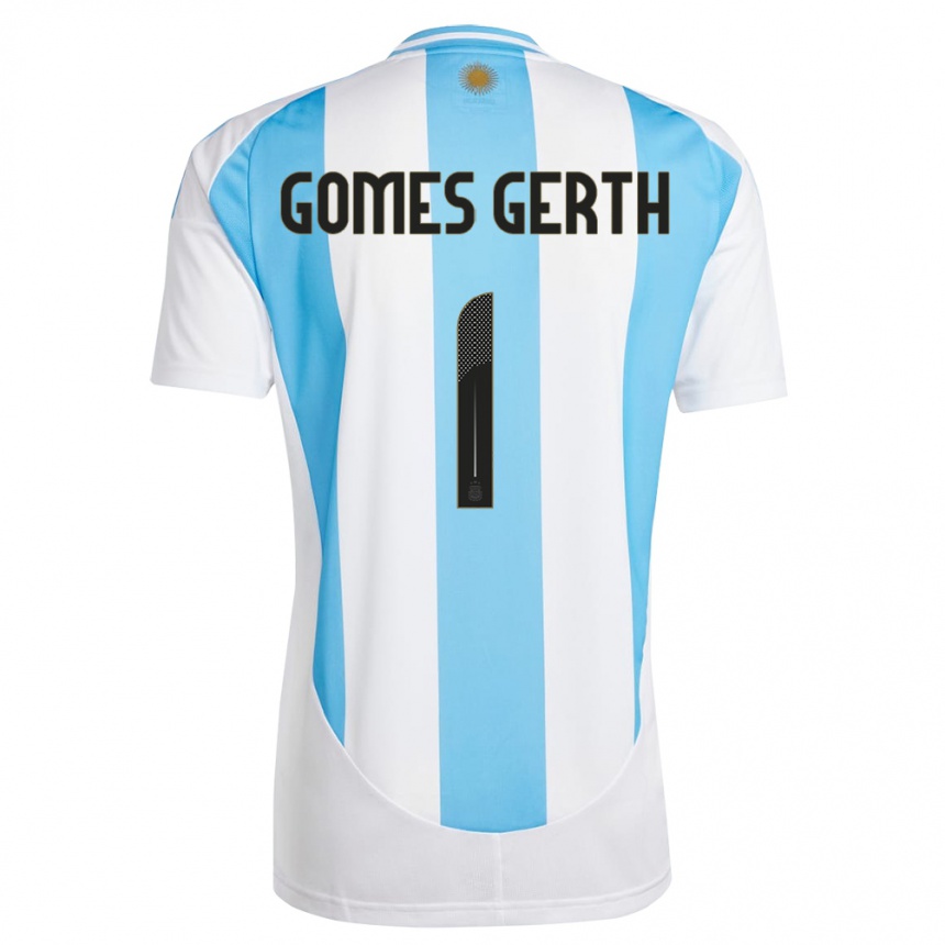 Kids Football Argentina Federico Gomes Gerth #1 White Blue Home Jersey 24-26 T-Shirt Nz