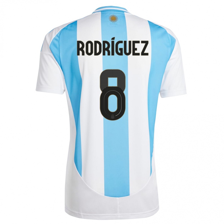 Kids Football Argentina Agustin Rodriguez #8 White Blue Home Jersey 24-26 T-Shirt Nz