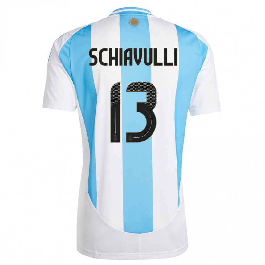 Kids Football Argentina Thiago Schiavulli #13 White Blue Home Jersey 24-26 T-Shirt Nz