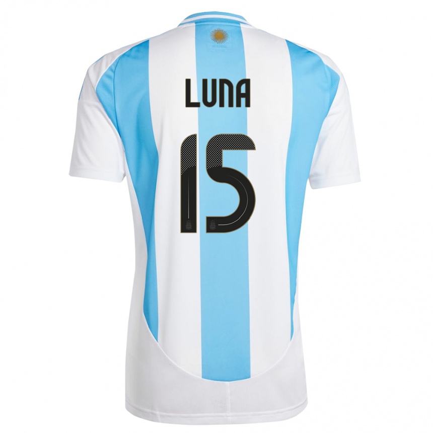 Kids Football Argentina Alex Luna #15 White Blue Home Jersey 24-26 T-Shirt Nz