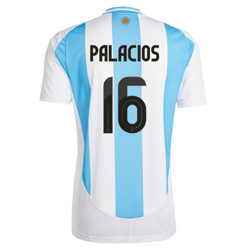 Kids Football Argentina Tomas Palacios #16 White Blue Home Jersey 24-26 T-Shirt Nz