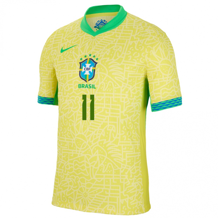 Kids Football Brazil Caio #11 Yellow Home Jersey 24-26 T-Shirt Nz