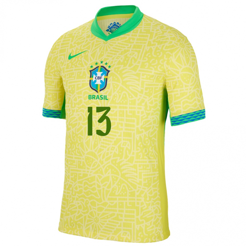 Kids Football Brazil Vitor Reis #13 Yellow Home Jersey 24-26 T-Shirt Nz