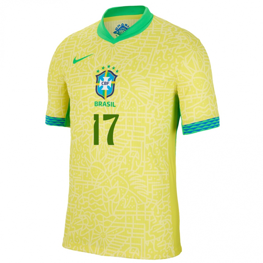 Kids Football Brazil William Gomes #17 Yellow Home Jersey 24-26 T-Shirt Nz