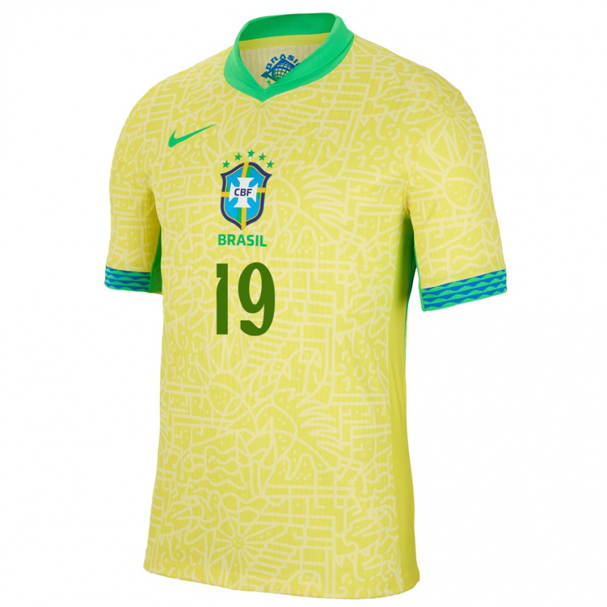 Kids Football Brazil Felipe Lima #19 Yellow Home Jersey 24-26 T-Shirt Nz