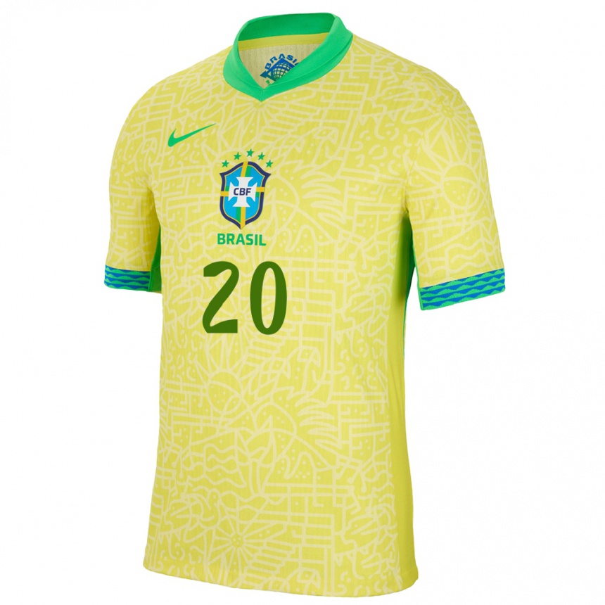 Kids Football Brazil Dudu #20 Yellow Home Jersey 24-26 T-Shirt Nz