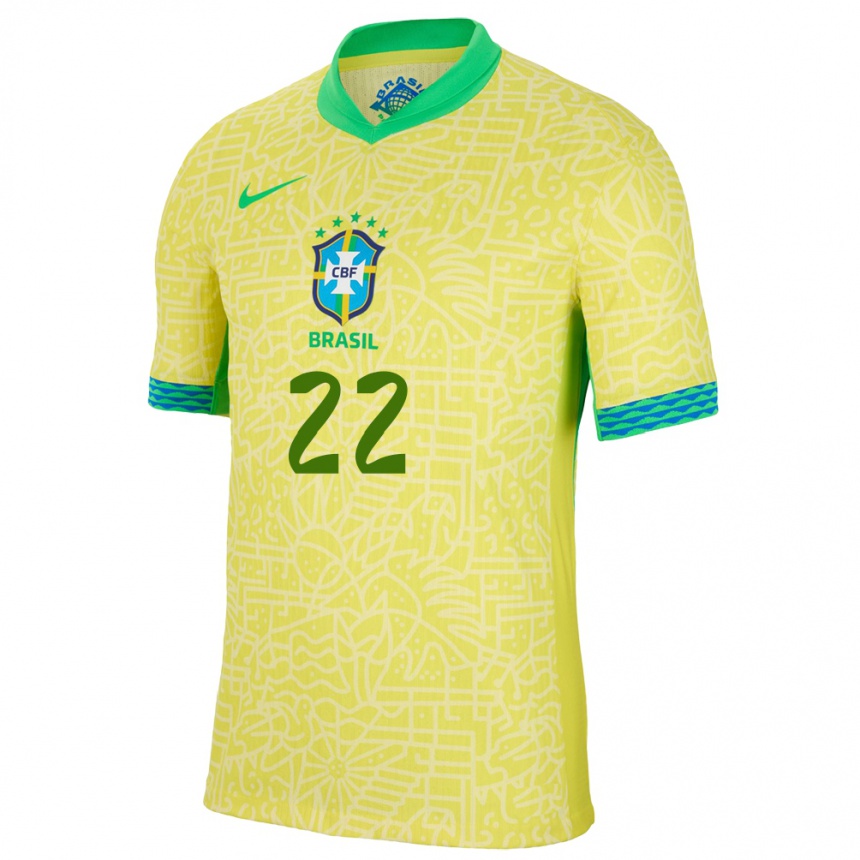 Kids Football Brazil Millene #22 Yellow Home Jersey 24-26 T-Shirt Nz