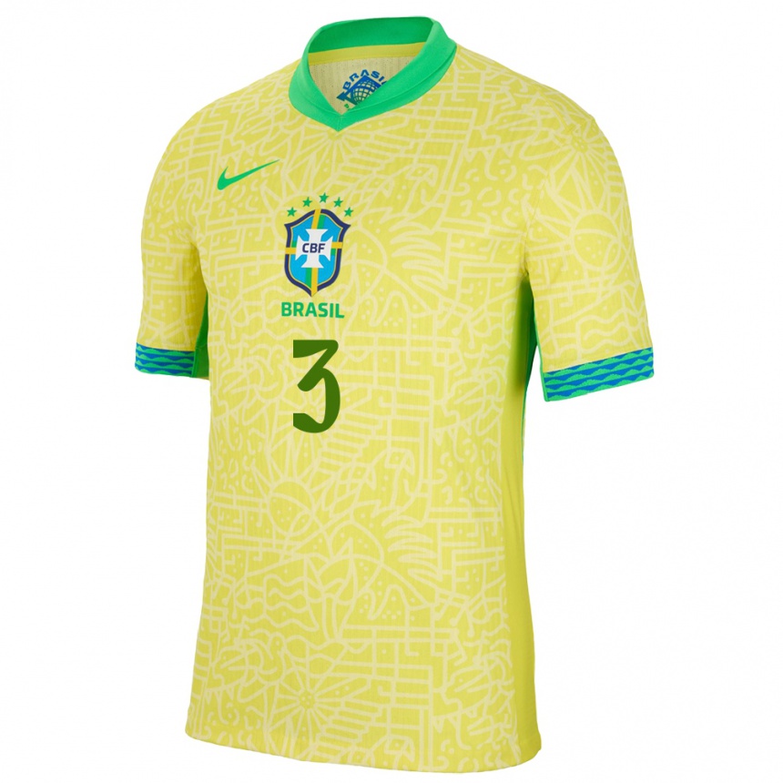 Kids Football Brazil Kathellen #3 Yellow Home Jersey 24-26 T-Shirt Nz