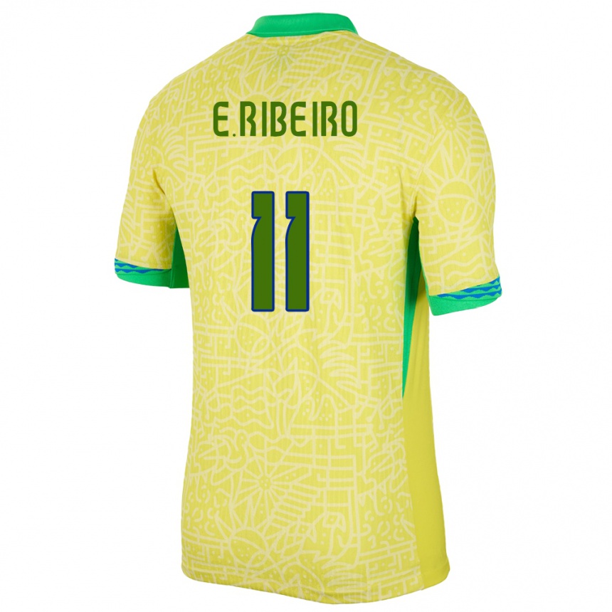 Kids Football Brazil Everton Ribeiro #11 Yellow Home Jersey 24-26 T-Shirt Nz