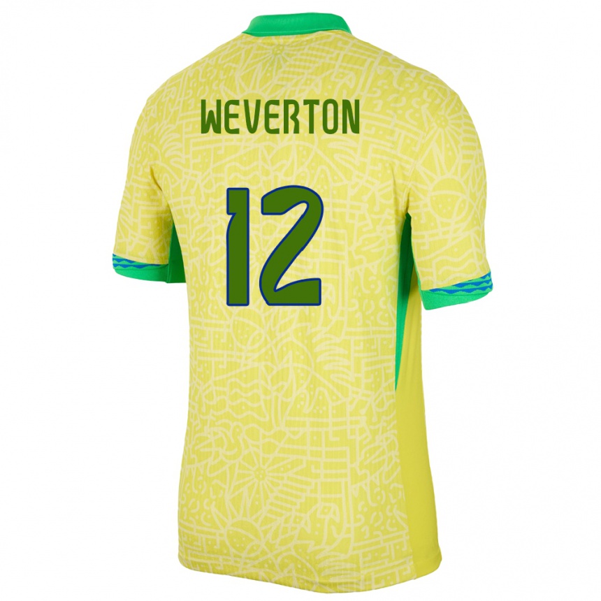 Kids Football Brazil Weverton #12 Yellow Home Jersey 24-26 T-Shirt Nz