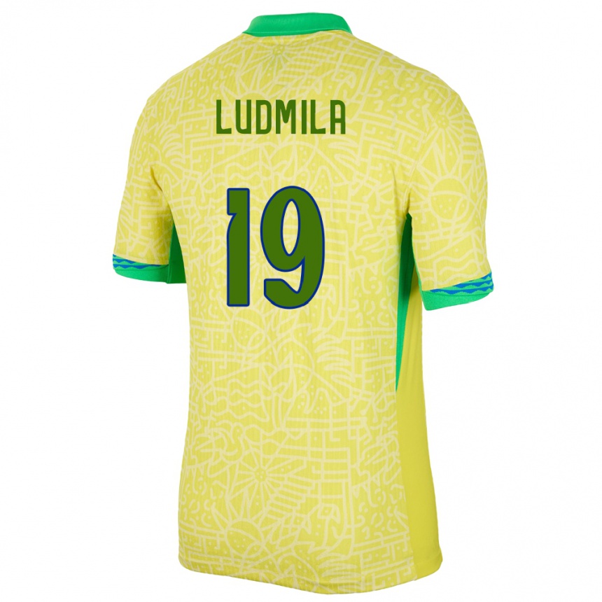 Kids Football Brazil Ludmila #19 Yellow Home Jersey 24-26 T-Shirt Nz