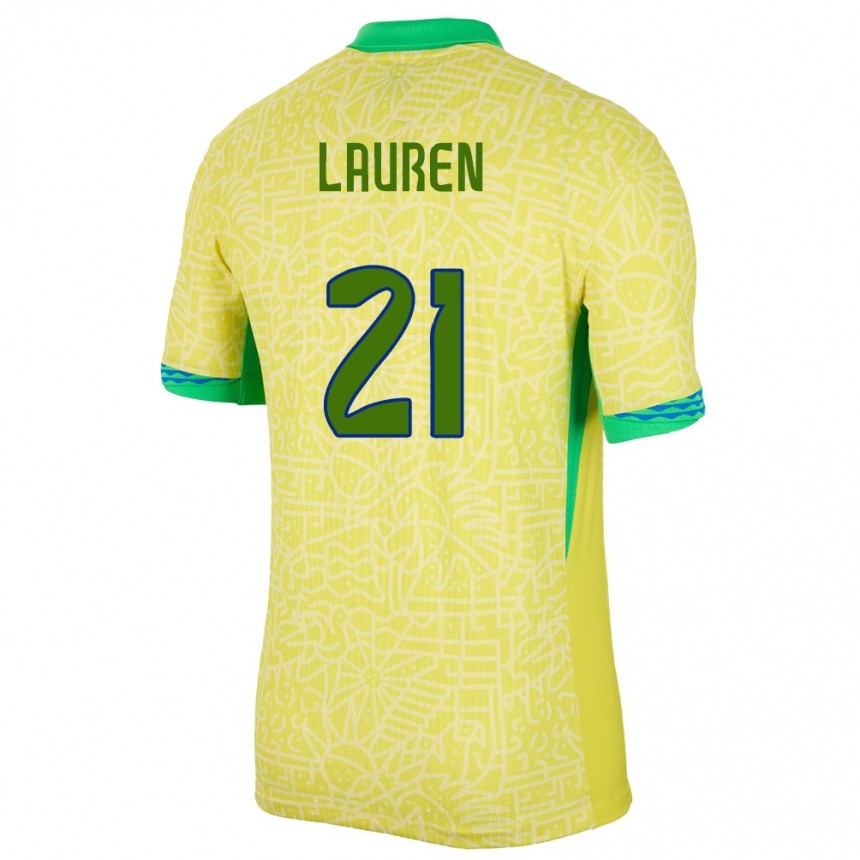 Kids Football Brazil Lauren Costa #21 Yellow Home Jersey 24-26 T-Shirt Nz